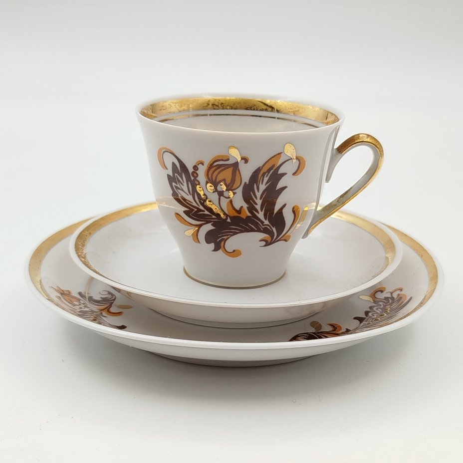 Трио кофейное с растительным декором