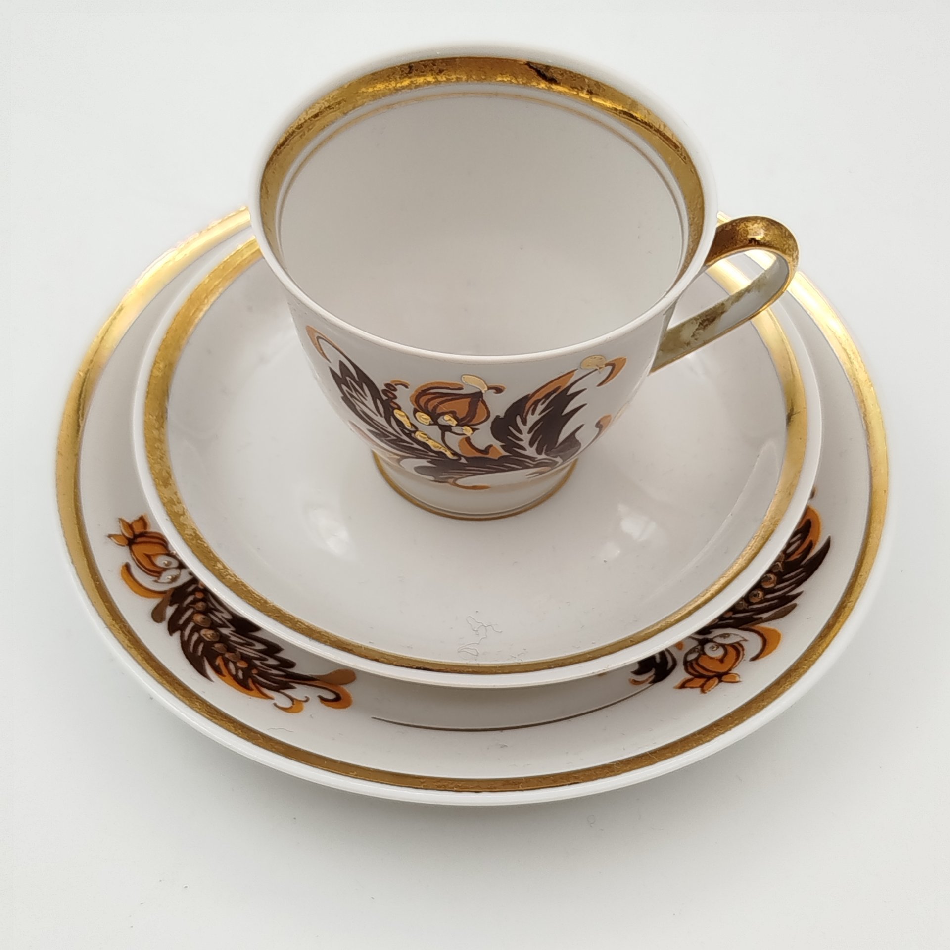 Трио кофейное с растительным декором