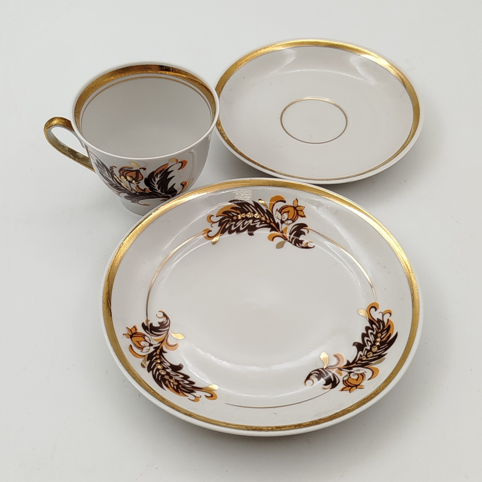 Трио кофейное с растительным декором