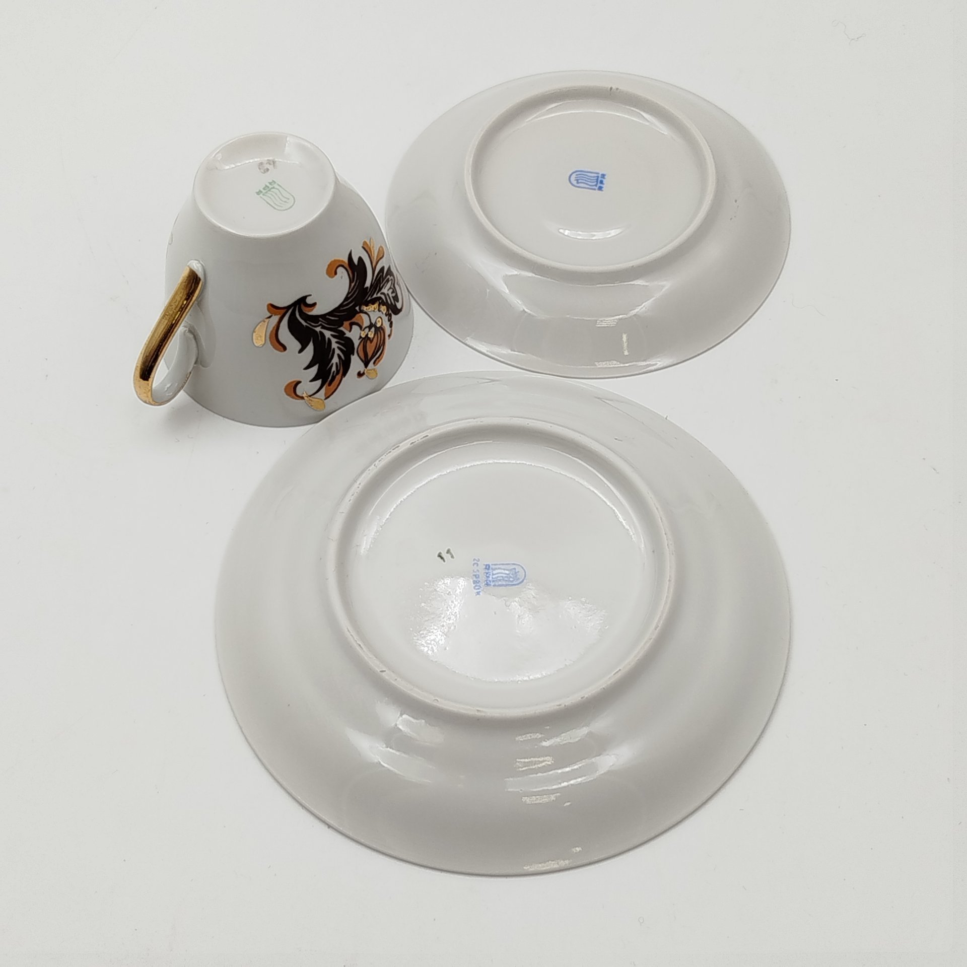 Трио кофейное с растительным декором