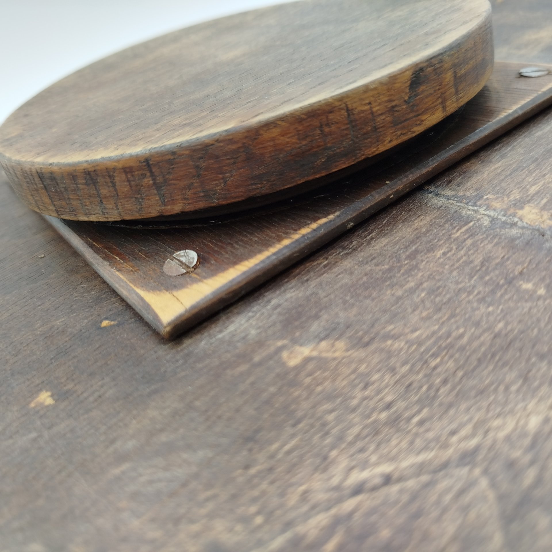 Поднос сервировочный с поворотным механизмом (крутится), дерево, маркетри, стекло, Западная Европа, 1960-1980 гг.