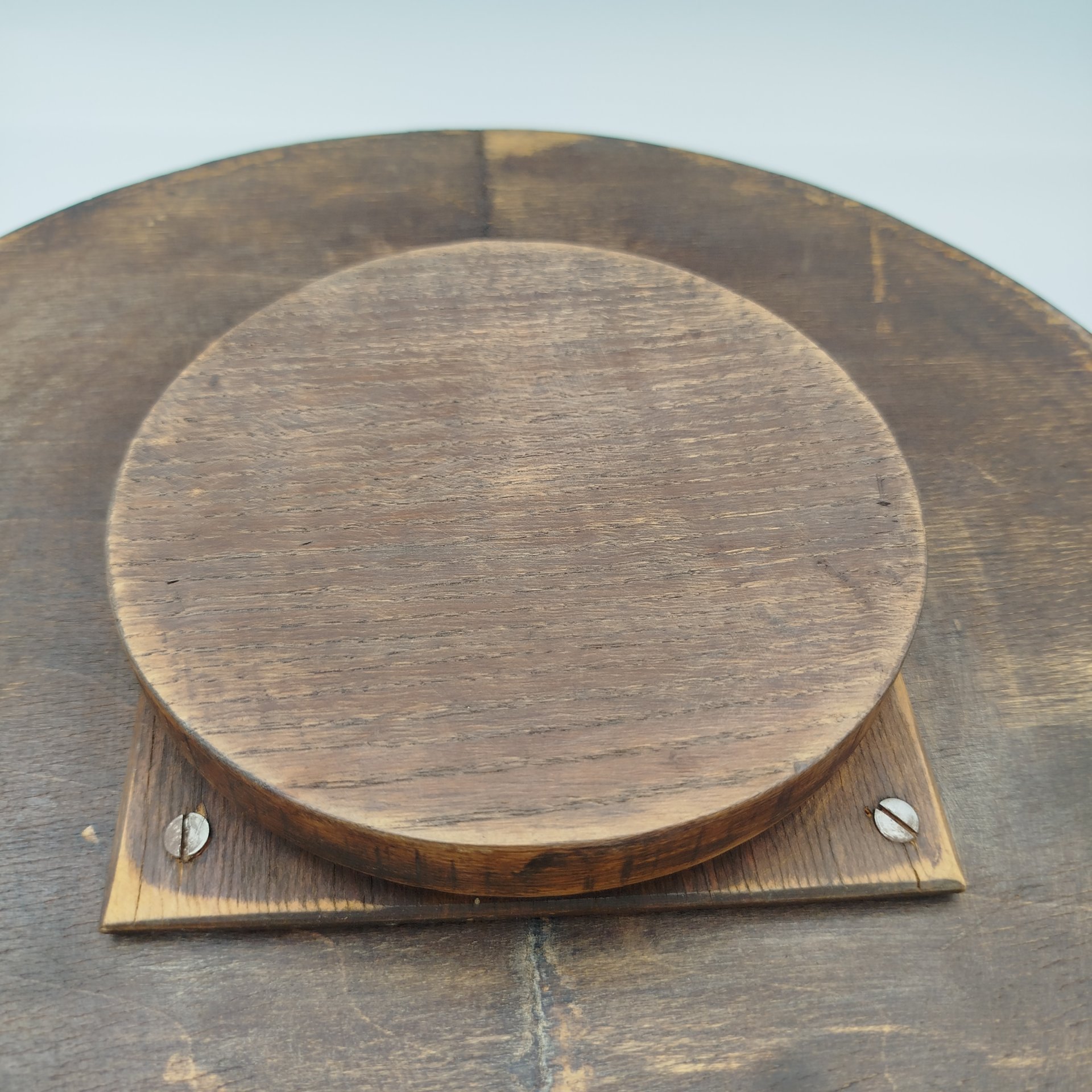 Поднос сервировочный с поворотным механизмом (крутится), дерево, маркетри, стекло, Западная Европа, 1960-1980 гг.