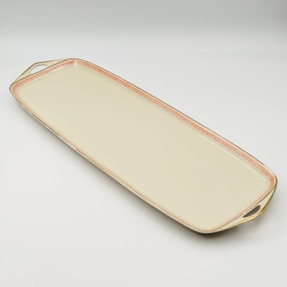 Поднос вытянутой формы с ручками, украшенный растительным орнаментом, фарфор, деколь, золочение, Rosenthal (Розенталь), Германия, 1941 г.