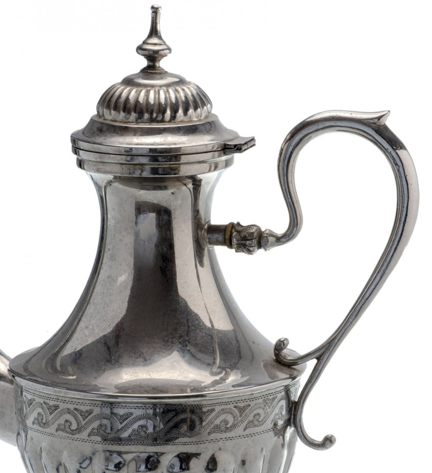Набор кофейный из 3-х предметов (кофейник, сахарница, молочник), стиль ампир, латунь с серебрением и золочением, фирма "OSTBERG", Швеция, 1910-1940 гг