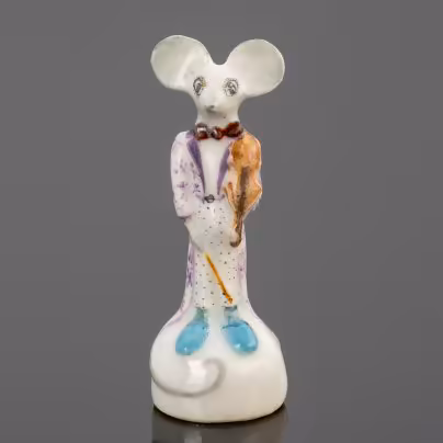 Статуэтка авторская "Мышонок со скрипкой" (миниатюрная), скульптор В.П. Дрокина, Ленинградский фарфоровый завод (ЛФЗ)