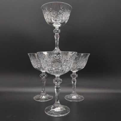 Набор бокалов с рельефным декором на 4 персоны, Bohemia Crystal (Bohemia Glass)