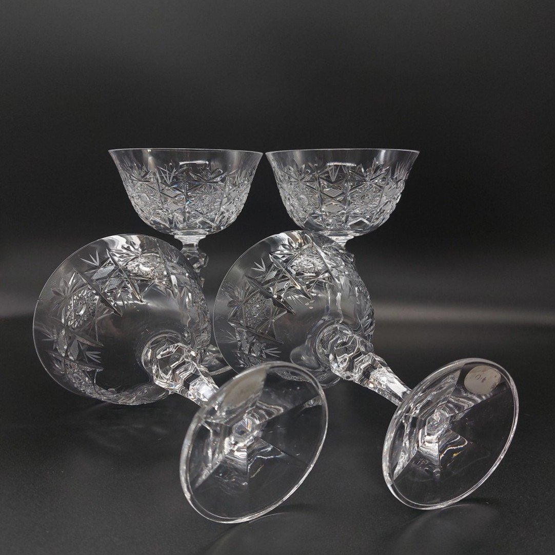 Набор бокалов с рельефным декором на 4 персоны, Bohemia Crystal (Bohemia Glass)
