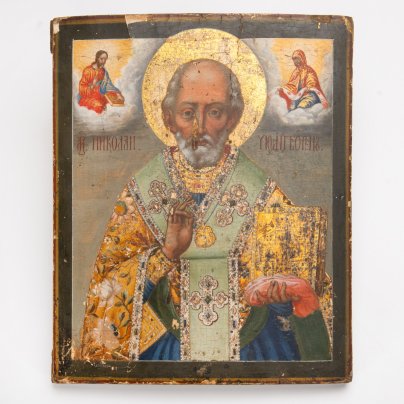Икона "Святой Николай Чудотворец" ("Николай Угодник"), [Авторская подпись]