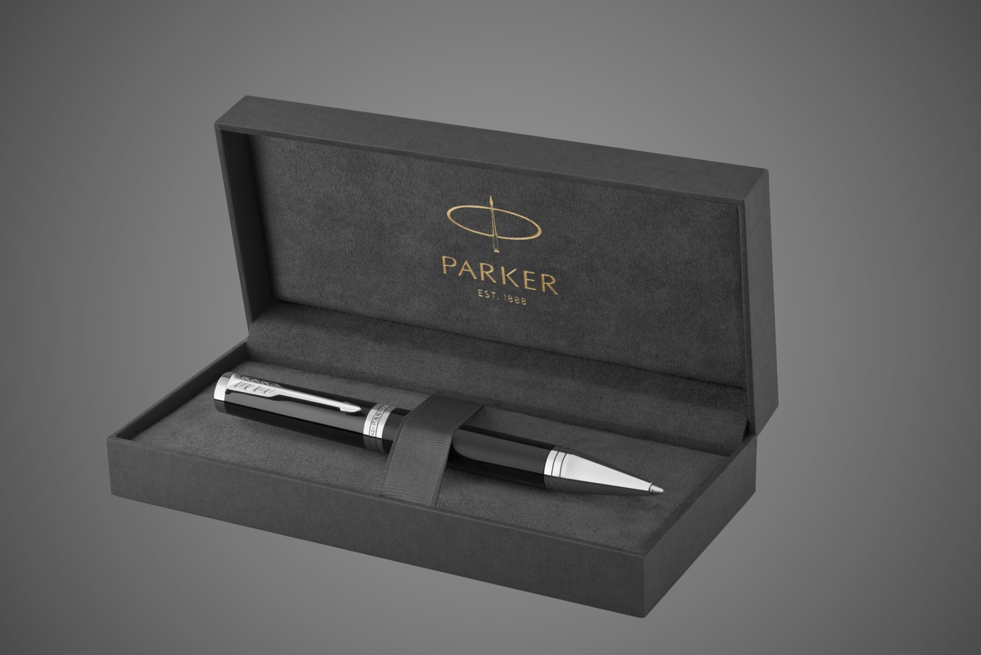 Шариковая ручка Parker "Ingenuity Black CT" стержень:M, цвет чернил: black, в подарочной упаковке., Покрытия: PVD-покрытие, лак, легированная сталь