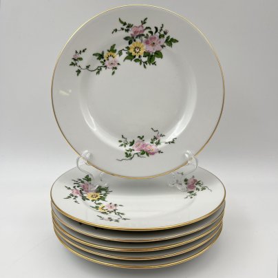 Набор пирожковых (закусочных) тарелок с цветочным декором на 6 персон