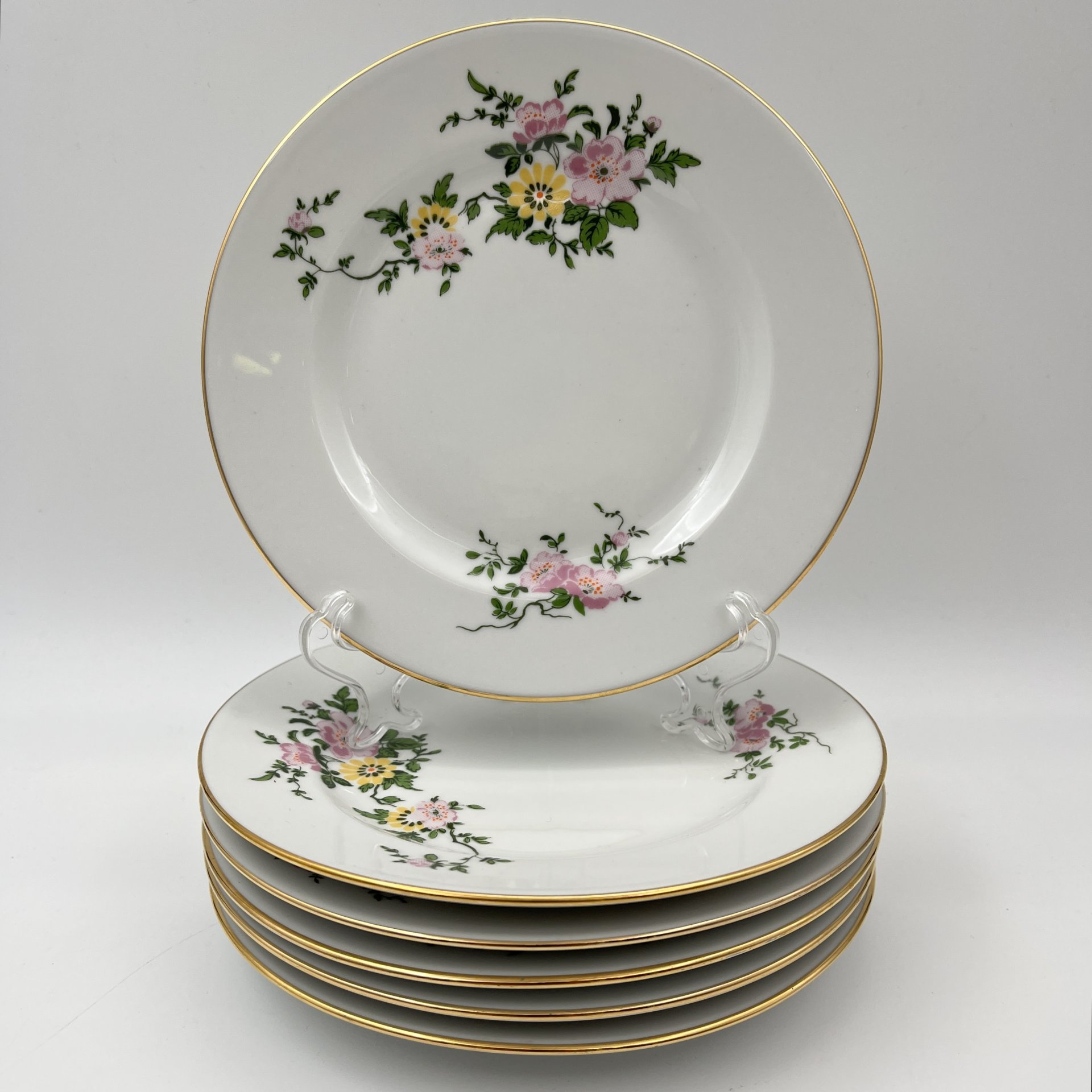 Набор пирожковых (закусочных) тарелок с цветочным декором на 6 персон