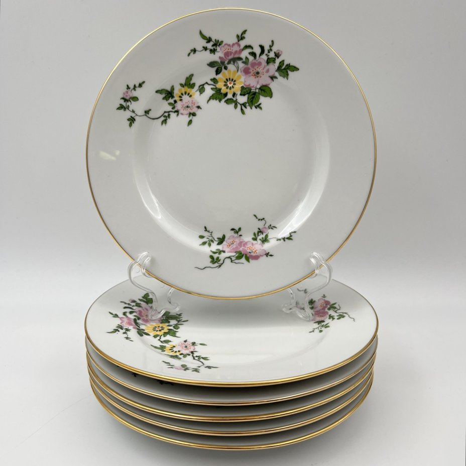 Набор пирожковых (закусочных) тарелок с цветочным декором на 6 персон