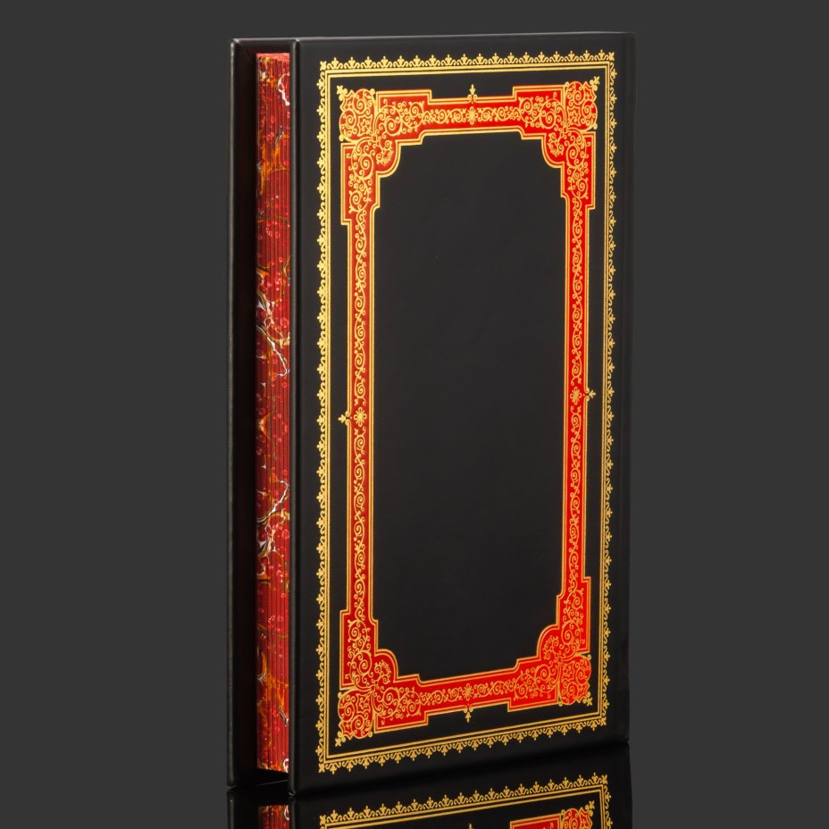 Книга в кожаном переплете "Государь. Искусство войны", Никколо Макиавелли, бумага, кожаный переплет, тиснение, золочение, художественная накладка, обрез с принтом