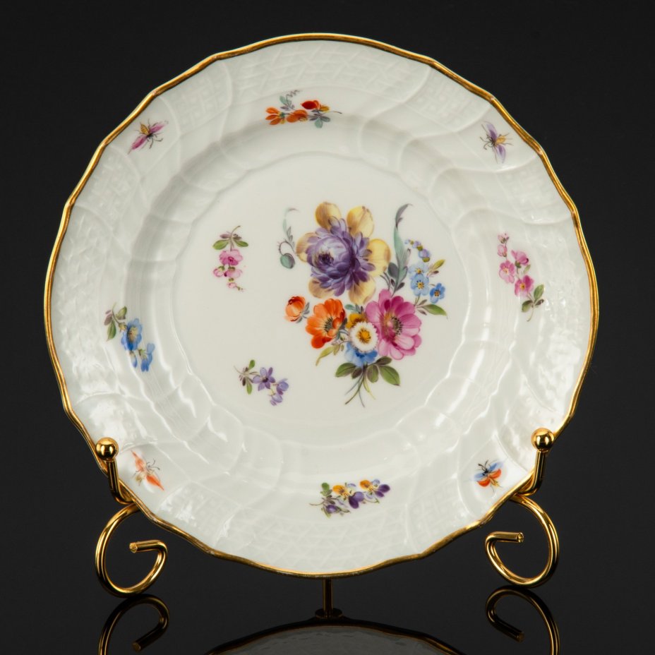 Тарелка десертная (пирожковая) "Мейсенский букет", Meissen (Мейсенский фарфор)