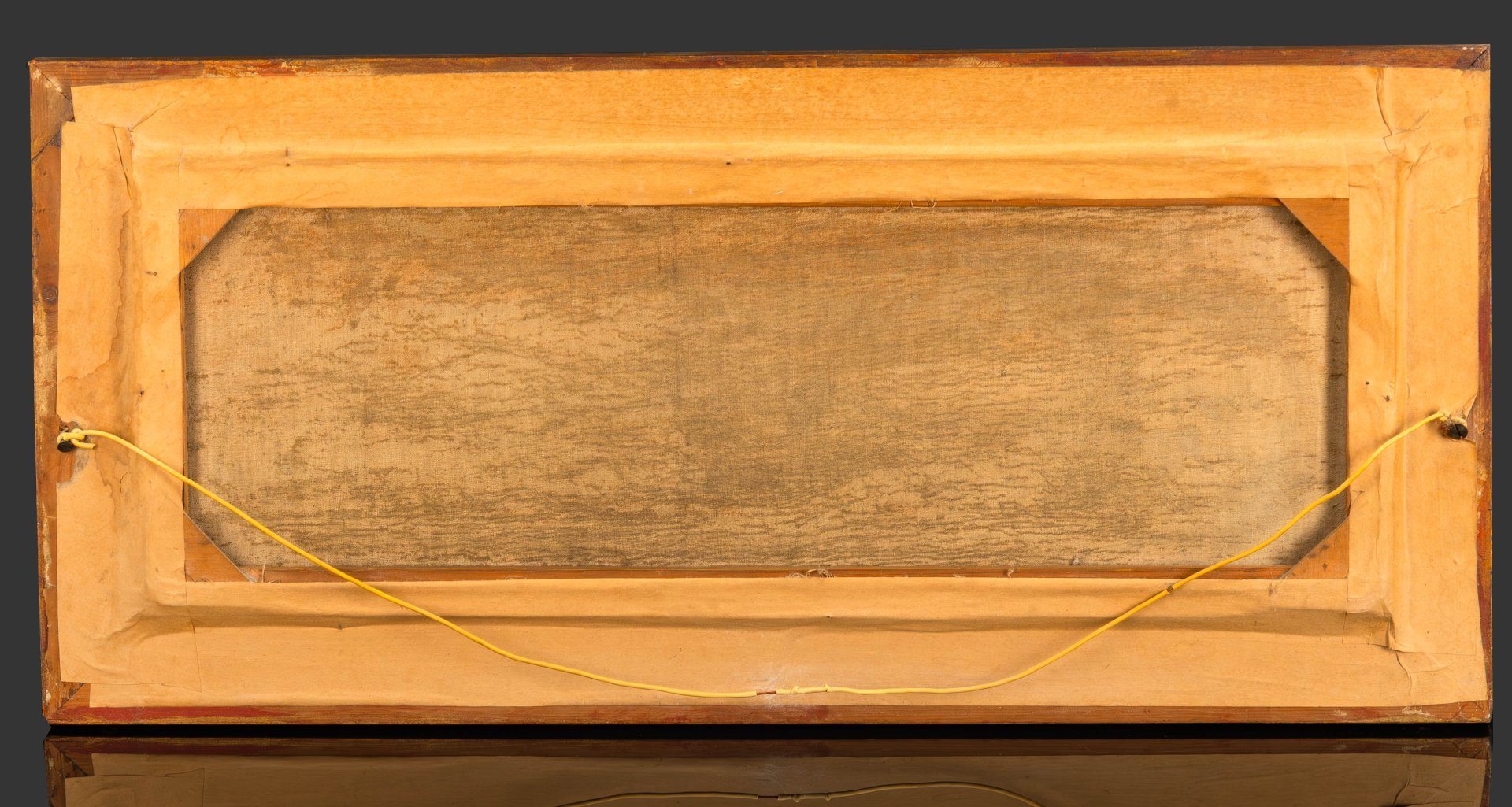 Картина в раме "Горное озеро", неизвестный художник, холст, масло, дерево, гипс, бронзирование, СССР, 1950-1970 гг.