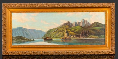 Картина в раме "Горное озеро", неизвестный художник