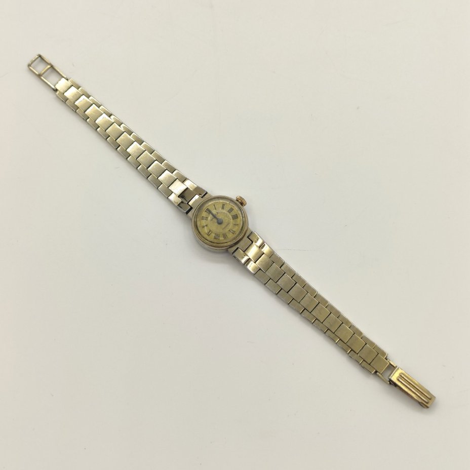 Часы наручные механические "Чайка" (17 камней), в футляре с инструкцией, металл, стекло, золочение, пластмасса, бумага, печать, Угличский часовой завод «Чайка», СССР, 1985 г.