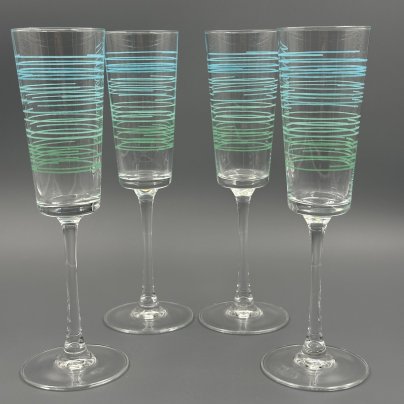 Набор бокалов для шампанского с геометрическим декором (4 шт.), ARC International