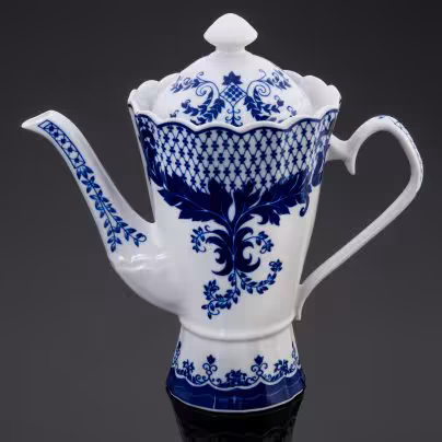Кофейник с растительным декором, Коростенский фарфоровый завод (КФЗ)