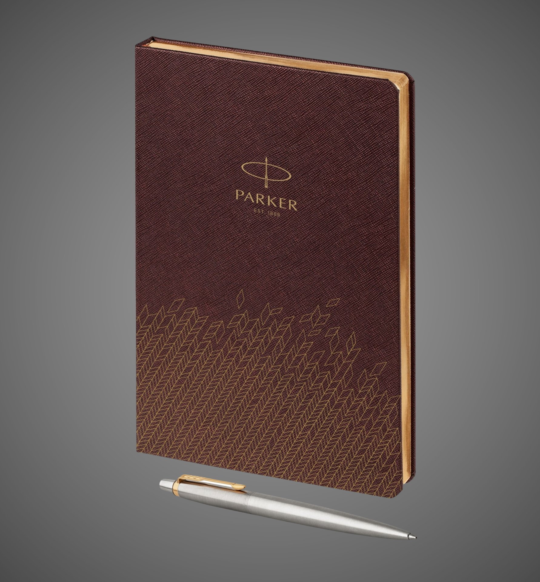 Подарочный набор: Шариковая ручка Parker Jotter Essential, St. Steel GT и Ежедневник недатированный, коричневый, Металлы: нержавеющая сталь, позолота, позолота