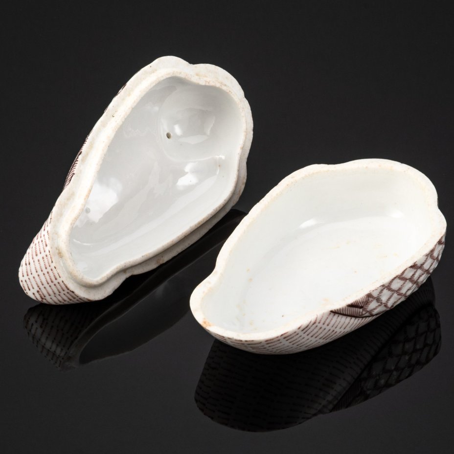 [Редкая роспись] Маслёнка "Утка" в росписи коричневого цвета, частные заводы