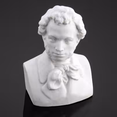 Бюст "Александр Сергеевич Пушкин", бисквит, Ленинградский завод фарфоровых изделий (ЛЗФИ), СССР, 1956-1967 гг., Ленинградский завод фарфоровых изделий (ЛЗФИ)