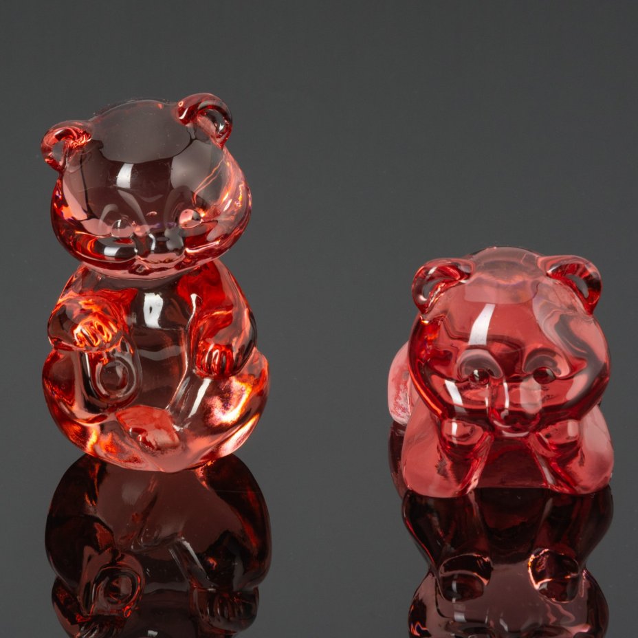 Композиция из двух статуэток "Медвежата",  Fenton Art Glass Company, цветной хрусталь