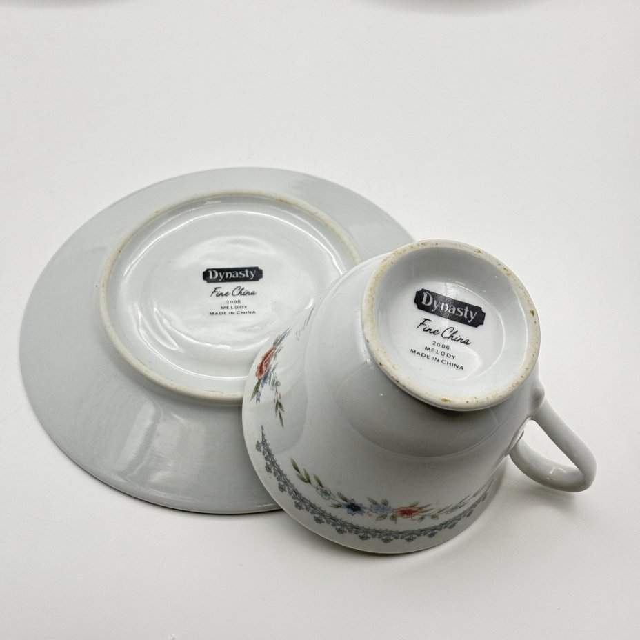 Набор из 3-х чайных пар с цветочным декором, Dynasty Fine China, Китай