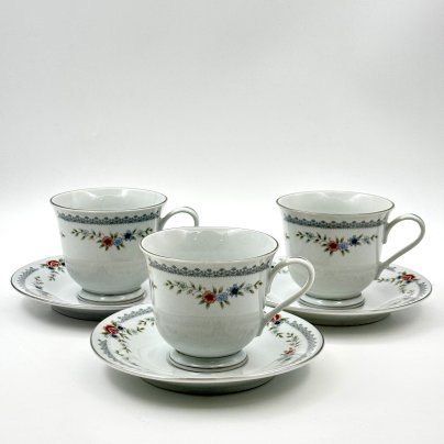 Набор из 3-х чайных пар с цветочным декором, Dynasty Fine China, Китай