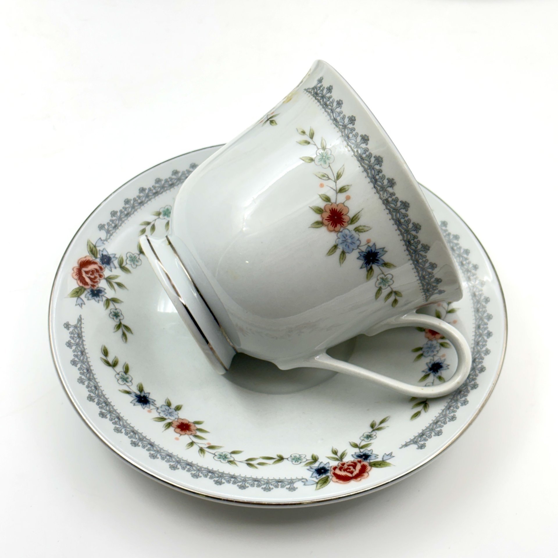 Набор из 3-х чайных пар с цветочным декором, Dynasty Fine China, Китай