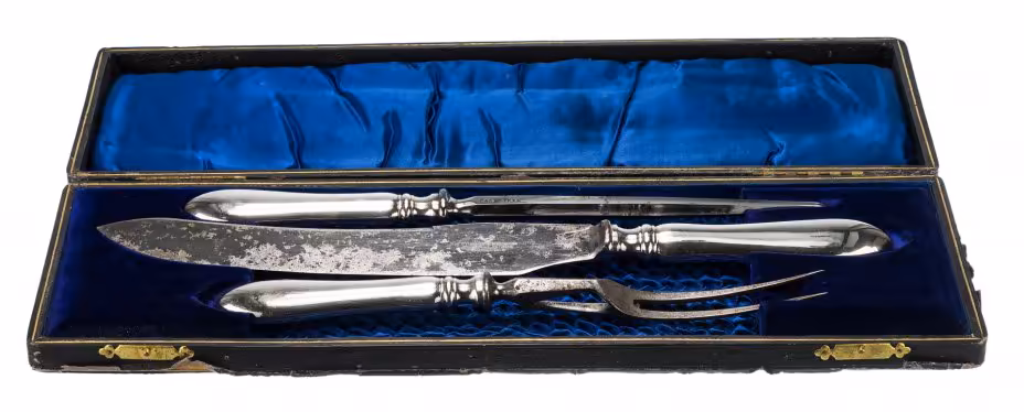Набор для разделки дичи подарочный в оригинальном футляре, сталь, металл, фирма "Roberts&Belk", г. Шеффилд, Великобритания, 1885-1915 гг.