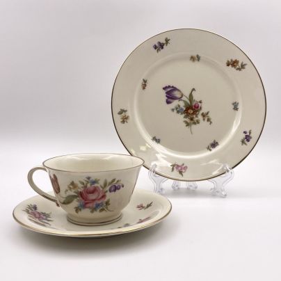 Чайное трио "Мейсенский букет", фарфор, деколь, золочение, Rosenthal (Розенталь), Германия, 1939-1956 гг.