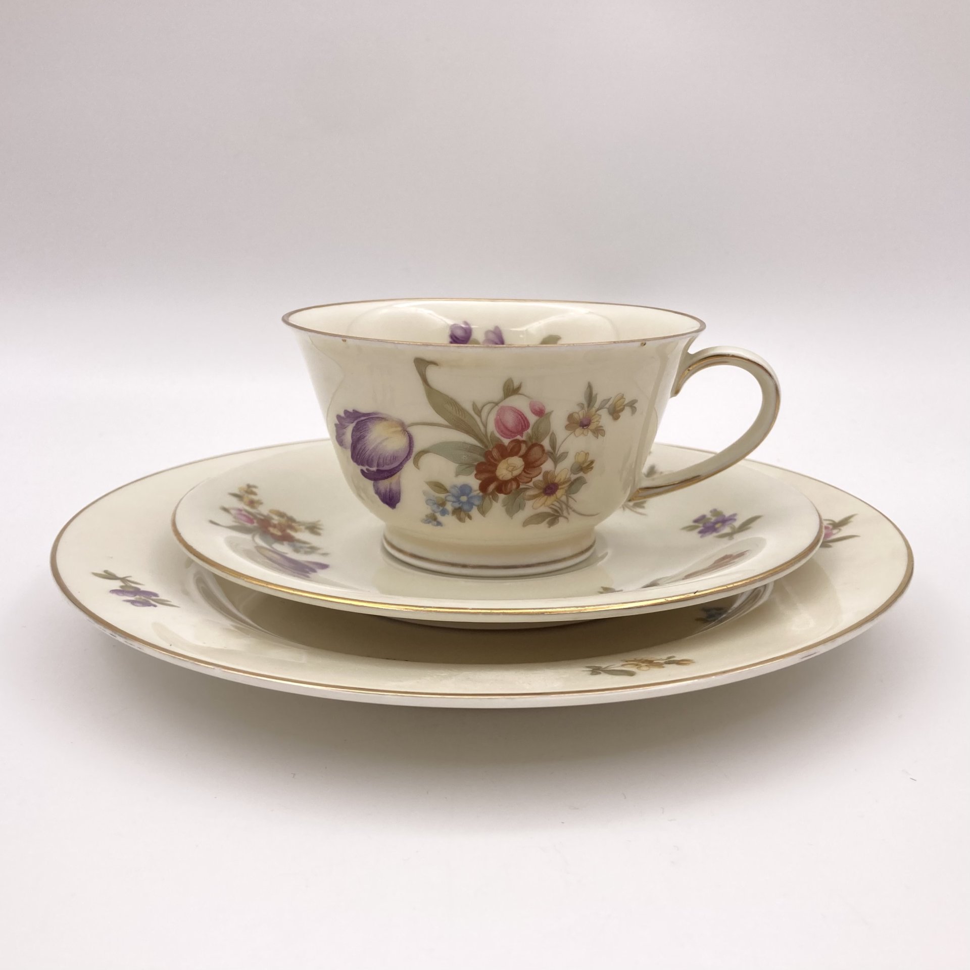 Чайное трио "Мейсенский букет", фарфор, деколь, золочение, Rosenthal (Розенталь), Германия, 1939-1956 гг., Rosenthal (Розенталь)