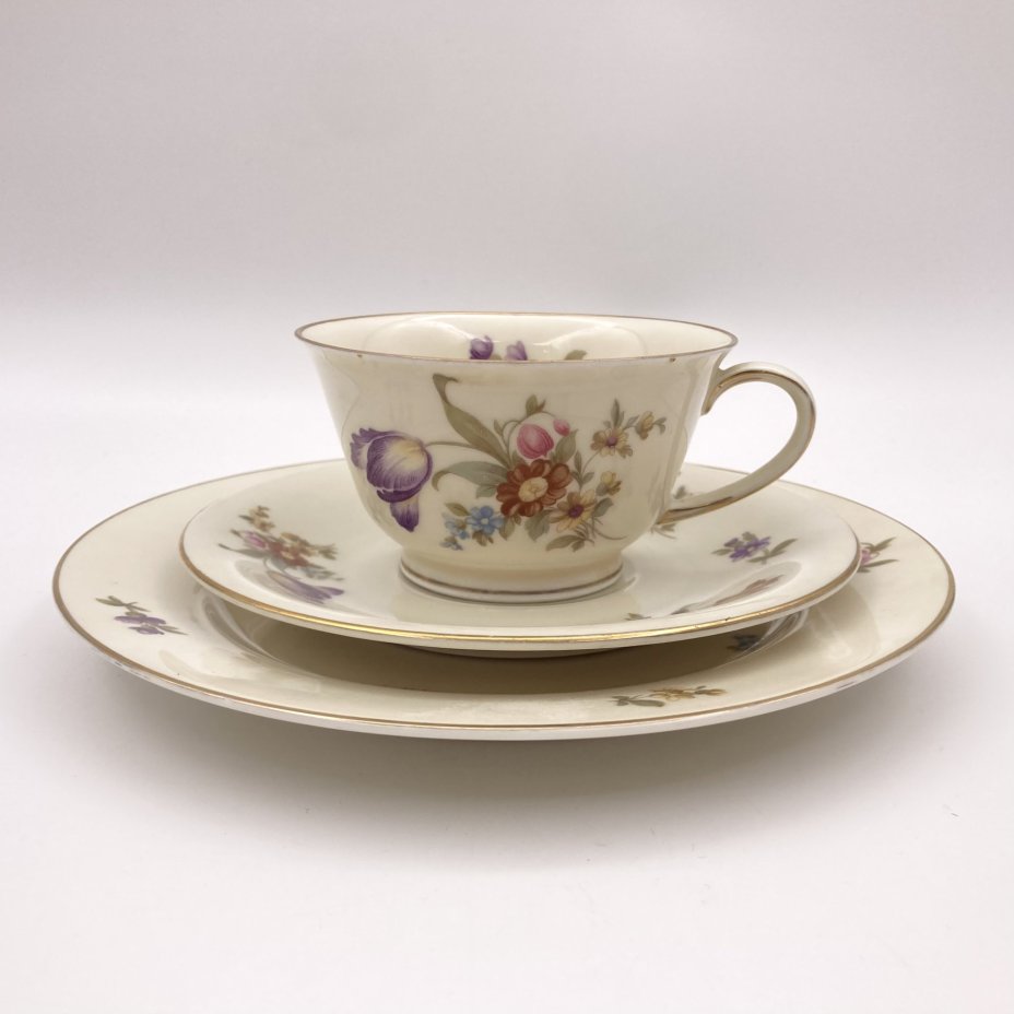 Чайное трио "Мейсенский букет", фарфор, деколь, золочение, Rosenthal (Розенталь), Германия, 1939-1956 гг., Rosenthal (Розенталь)