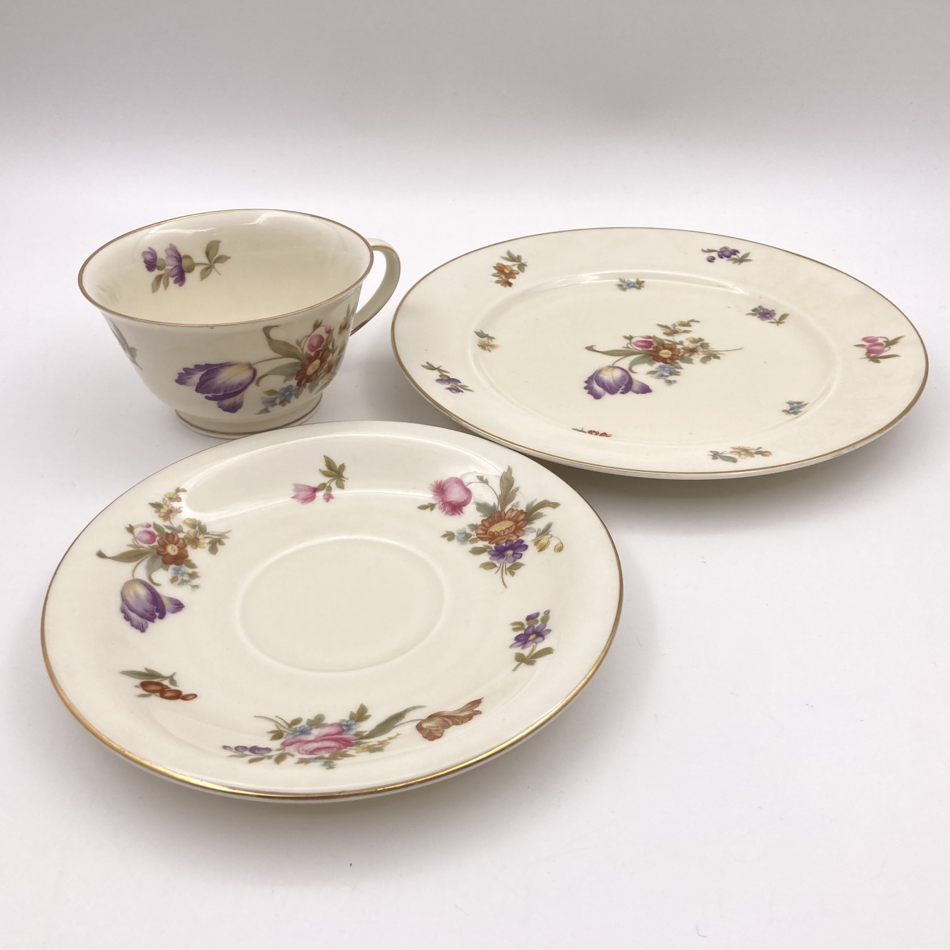Чайное трио "Мейсенский букет", фарфор, деколь, золочение, Rosenthal (Розенталь), Германия, 1939-1956 гг., Rosenthal (Розенталь)