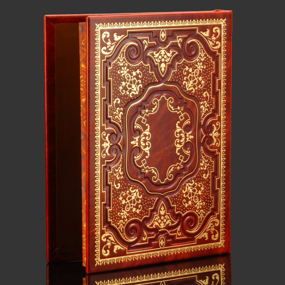 Книга в кожаном переплете "Книга Власти", бумага, кожаный переплет, тиснение, золочение, художественная накладка, обрез с принтом