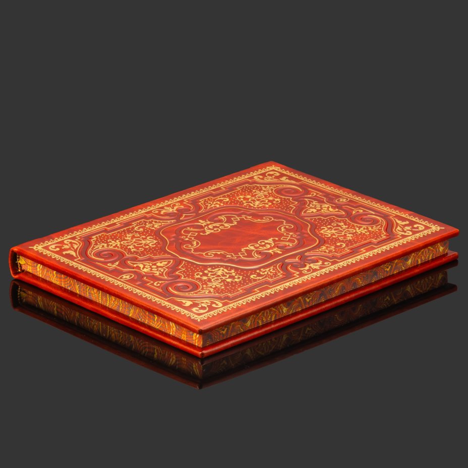 Книга в кожаном переплете "Книга Власти", бумага, кожаный переплет, тиснение, золочение, художественная накладка, обрез с принтом