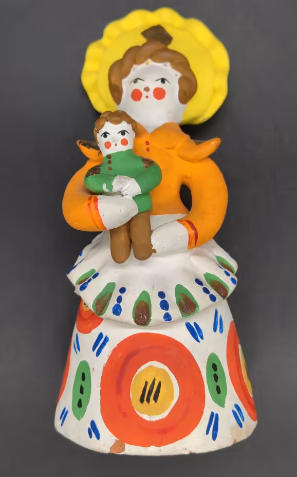 Игрушка дымковская "Барыня с ребёнком", Дымковская игрушка