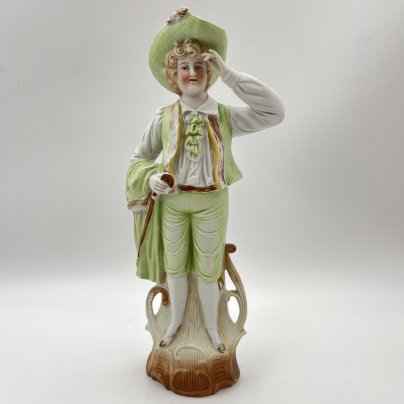 Статуэтка "Путешественник" ("Кавалер с тростью"), бисквит, роспись, золочение, Европа, 1970-2000 гг.