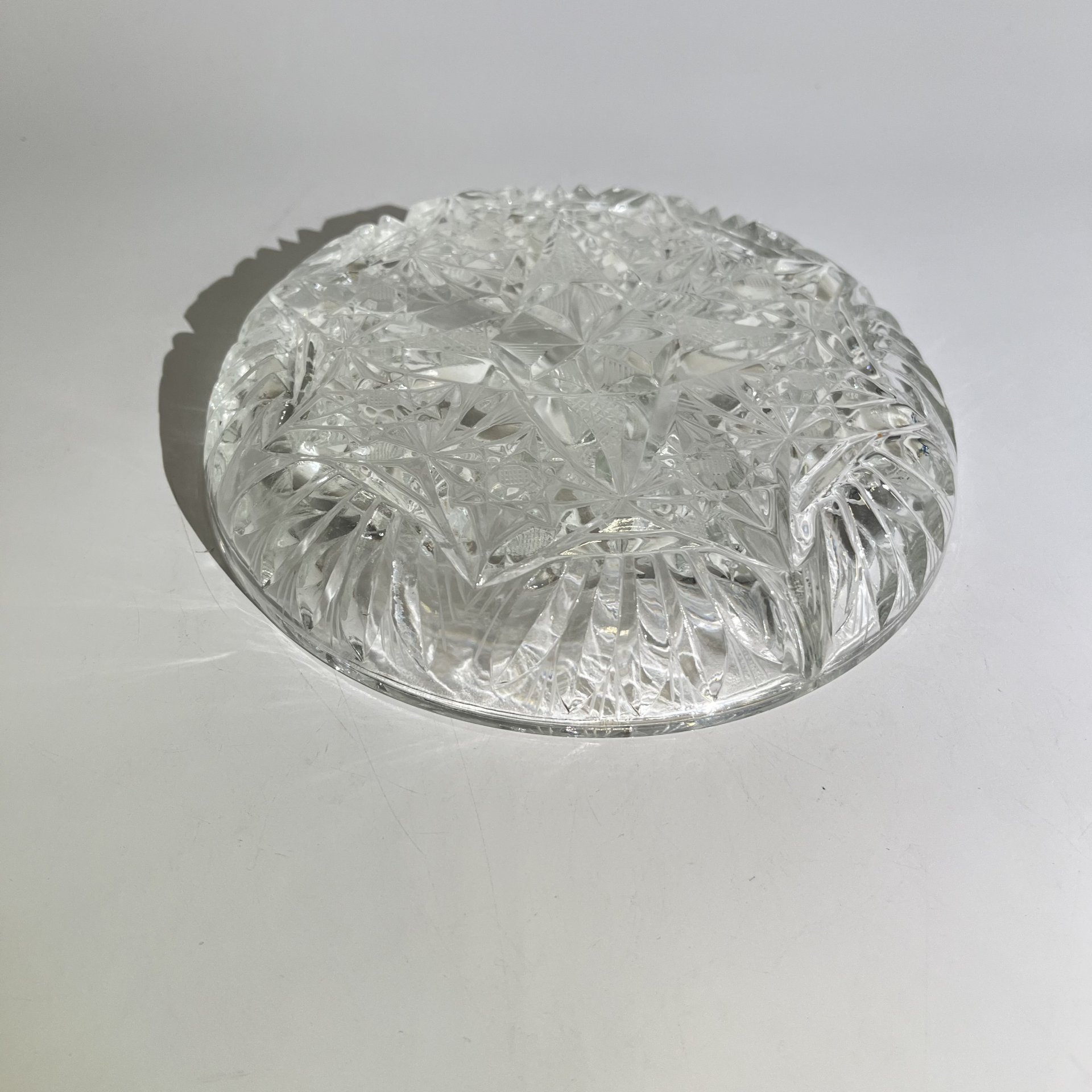 Менажница резным геометрическим декором, хрусталь, СССР, 1970-1990 гг.
