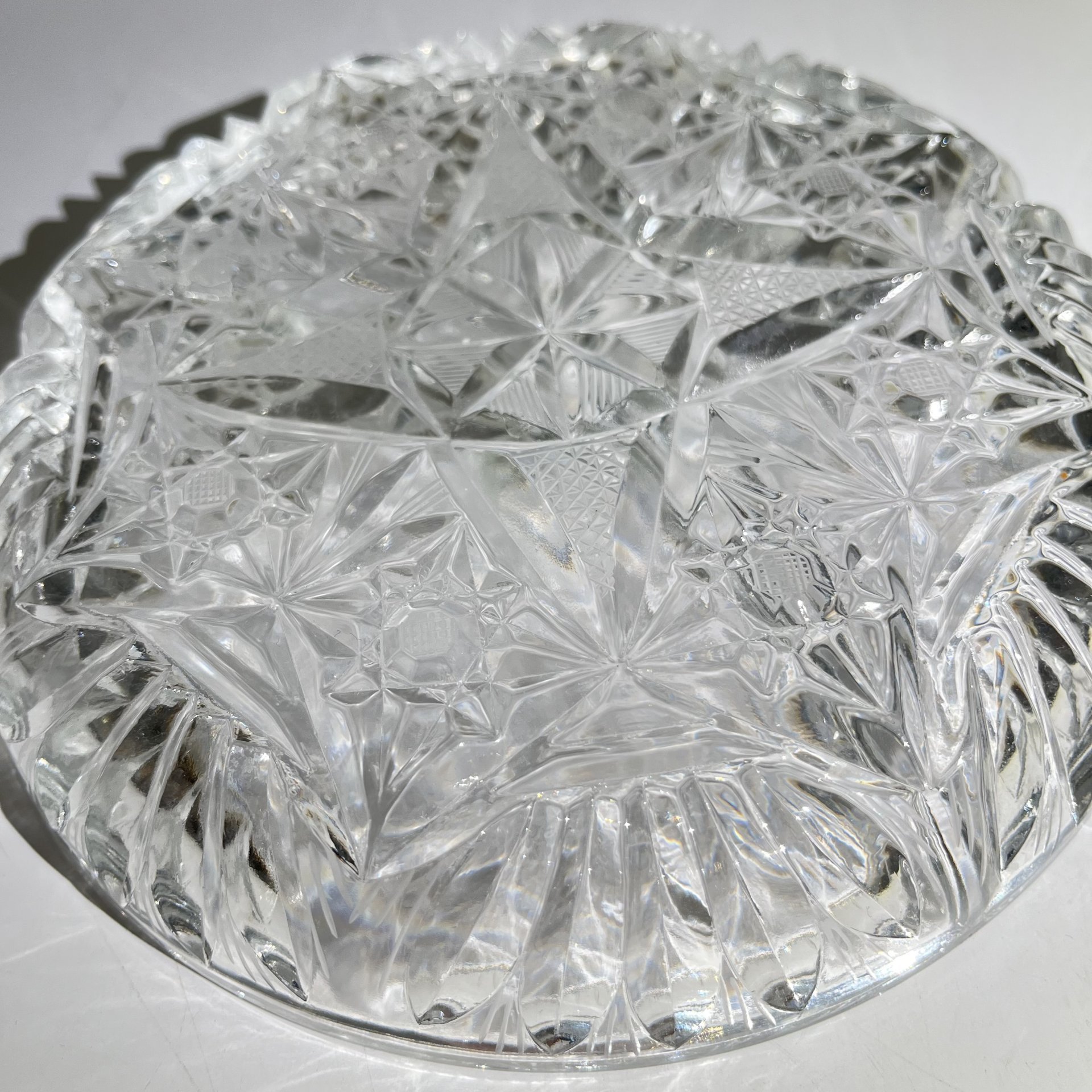 Менажница резным геометрическим декором, хрусталь, СССР, 1970-1990 гг.