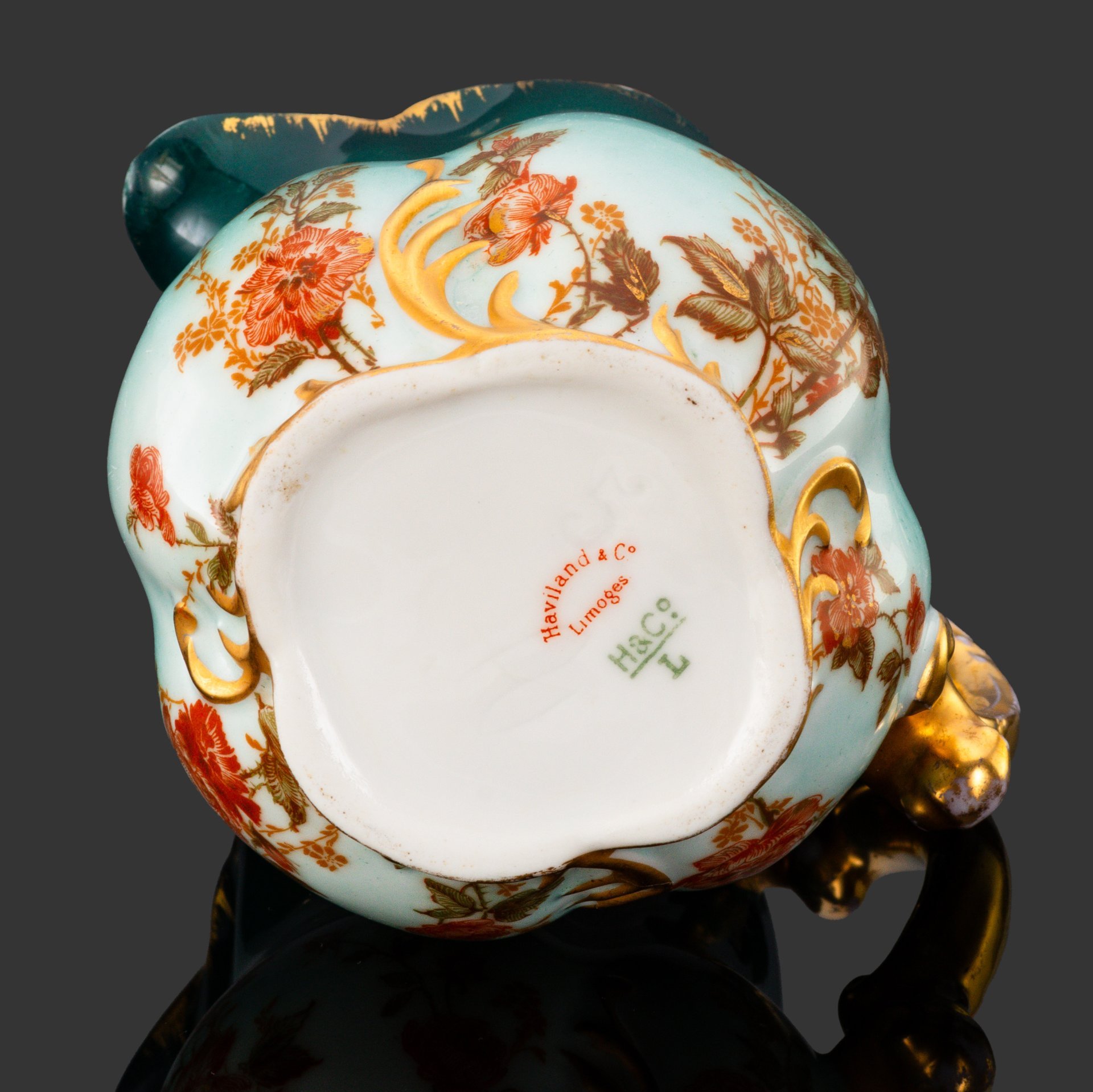 Молочник зеленого оттенка с цветочным декором, Haviland