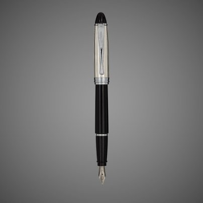Перьевая ручка Aurora Ipsilon Argento Black CT, перо - F, в подарочной коробке, Драгметаллы: серебро, смола