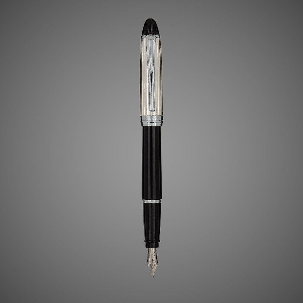 Перьевая ручка Aurora Ipsilon Argento Black CT, перо - F, в подарочной коробке, Драгметаллы: серебро, смола