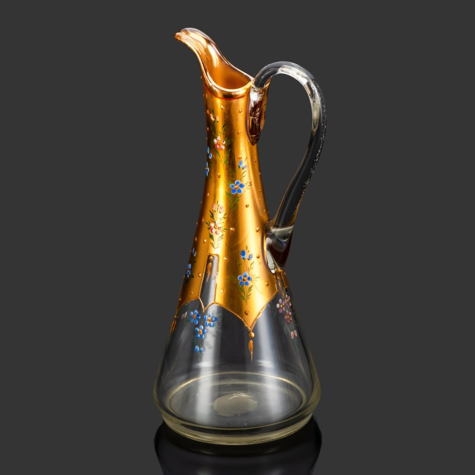 Графин с цветочным декором, стекло, роспись эмалями, золочение, Богемия, 1890-1920 гг.