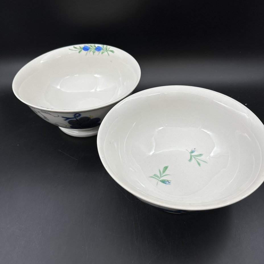 Набор из двух салатников с цветочным декором, Кузяевский фарфоровый завод