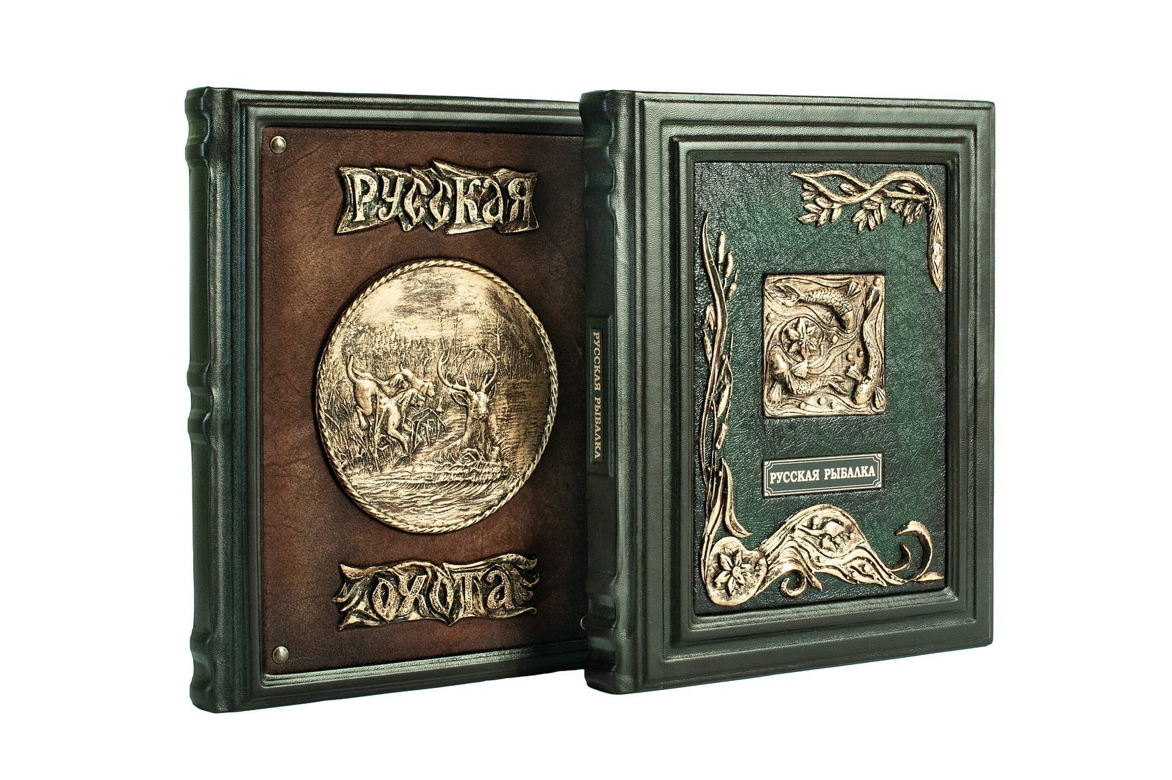 "Русская рыбалка" подарочное издание, издательство ТД "Абрис", кожаный переплет, бумага, авторская ручная работа, Россия, 2020 г.