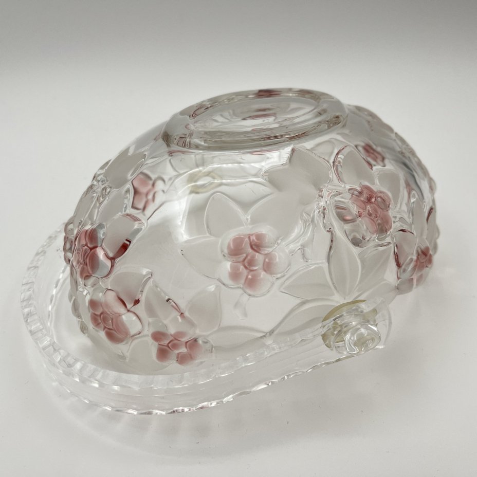 Конфетница в виде корзинки с цветочным рельефным декором, стекло, матирование, Walther Glas, Германия, 1990-2010 гг.