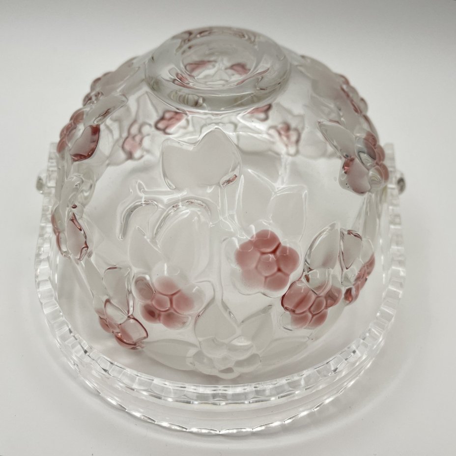 Конфетница в виде корзинки с цветочным рельефным декором, стекло, матирование, Walther Glas, Германия, 1990-2010 гг.