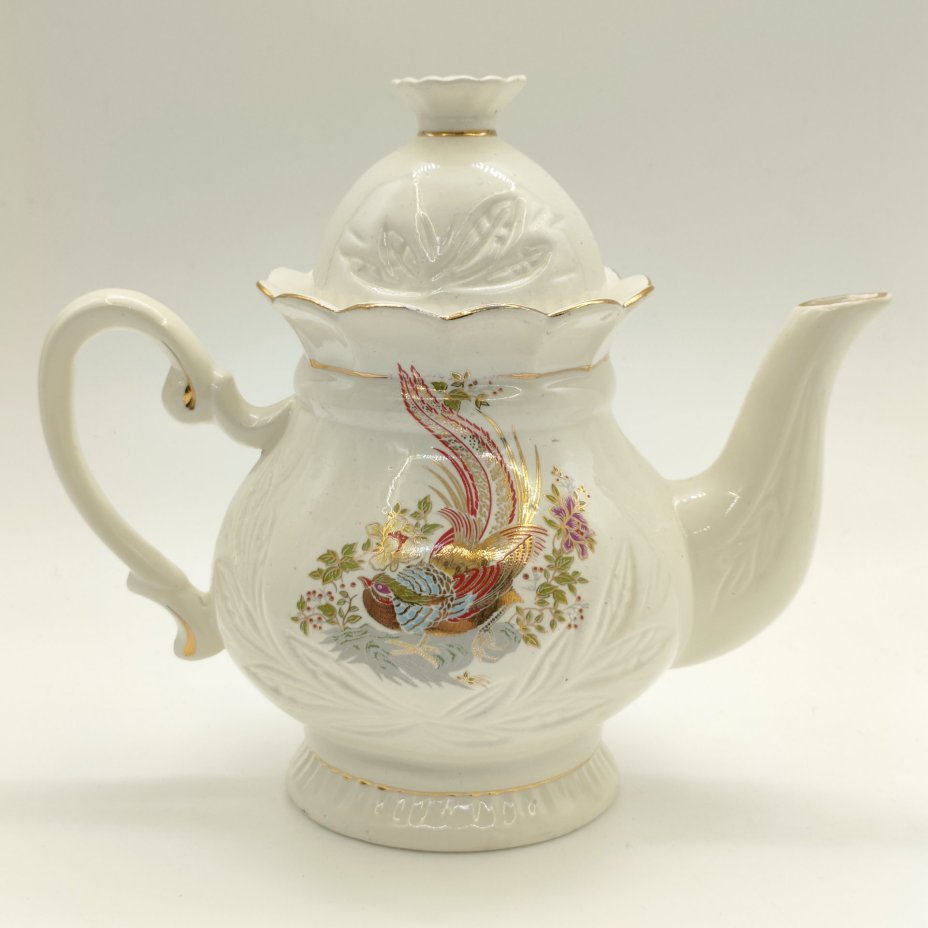 Набор из чайника и 6-ти чашек "Павлин", Neofitou Keramik 24k Gold